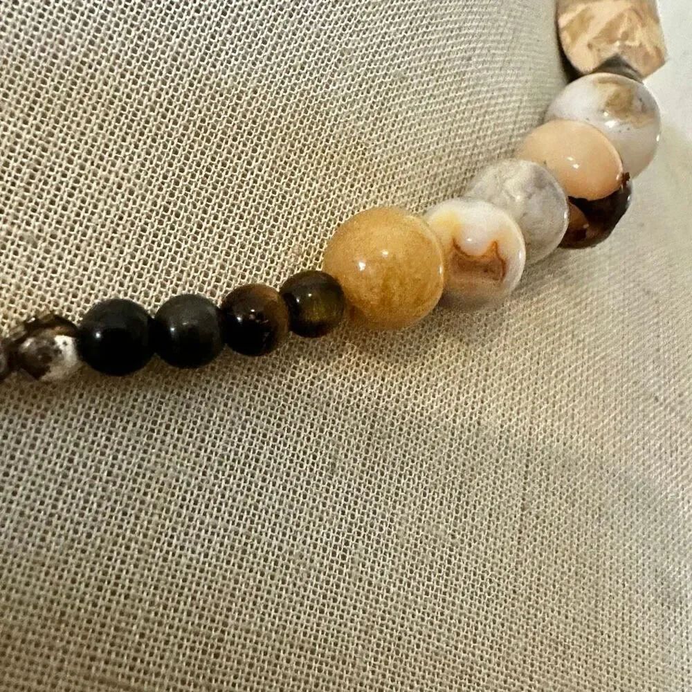 Crazy Lace Agate Pendant Necklace – Sterling Clasp, Natural Stone Beads - Picture 7 of 13
